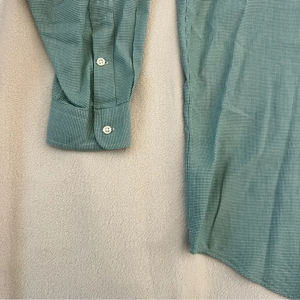 Ralph Lauren Blake 100% Cotton Men's Green White Houndstooth Button Down Shirt